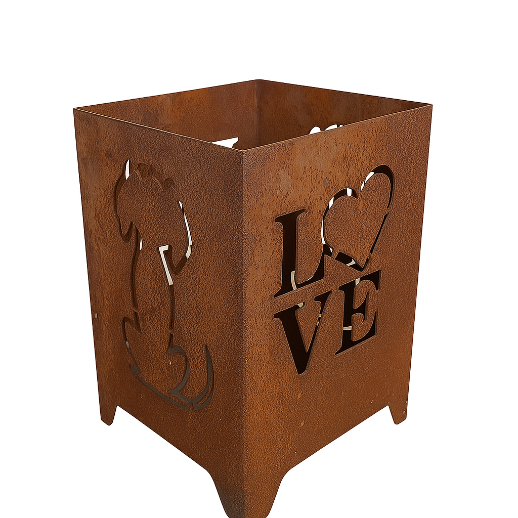 Mini - Feuerkorb Love-Hund inkl. Partylicht