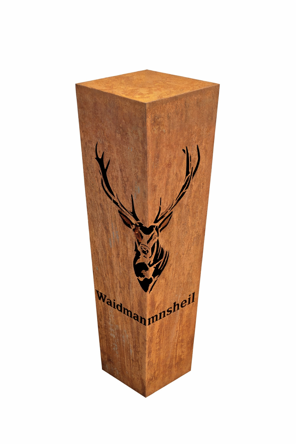 Edelrost Säule Hirschkopf Waidmannsheil 100cm