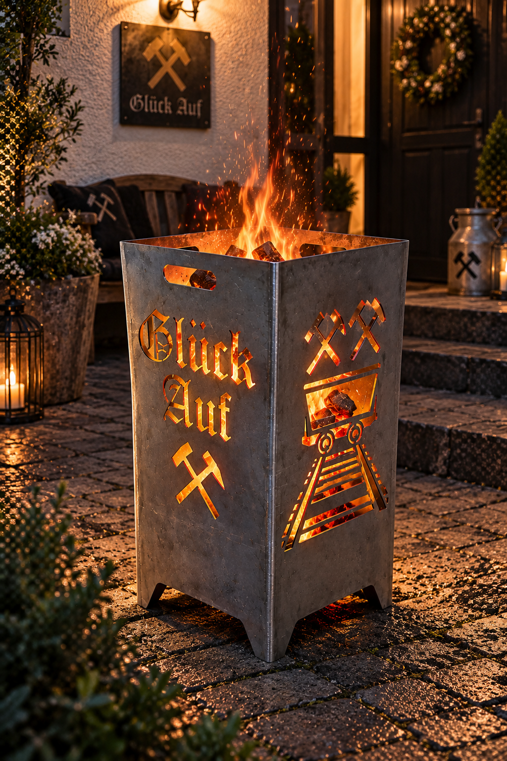 Feuerkorb Glück Auf & Lore mit Griffmulden 75cm