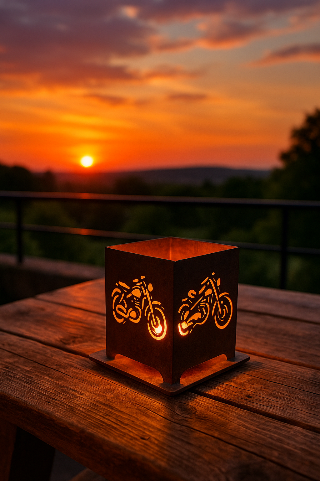 Mini - Feuerkorb Motorrad inkl. Partylicht