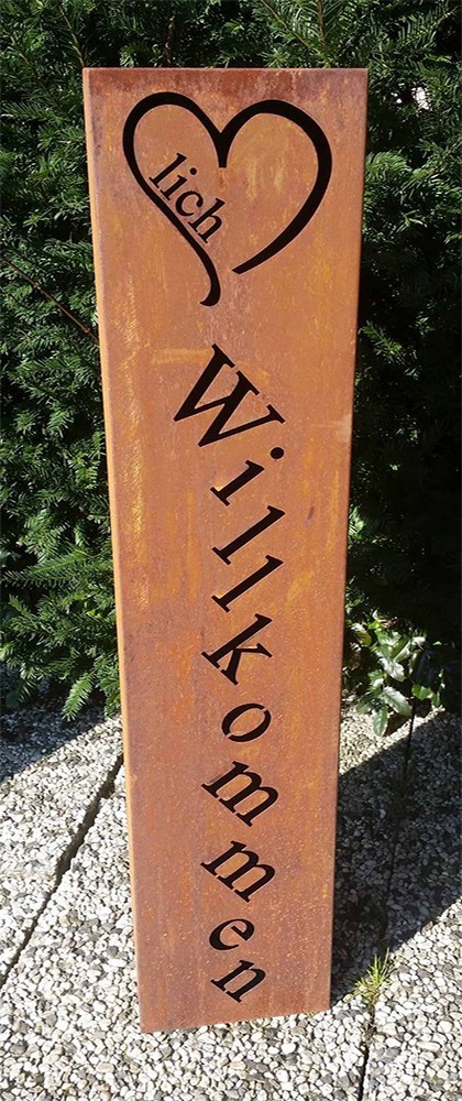 Herzlich-Willkommen-Gloger-002 Edelrost Säule Herzlich Willkommen 100cm