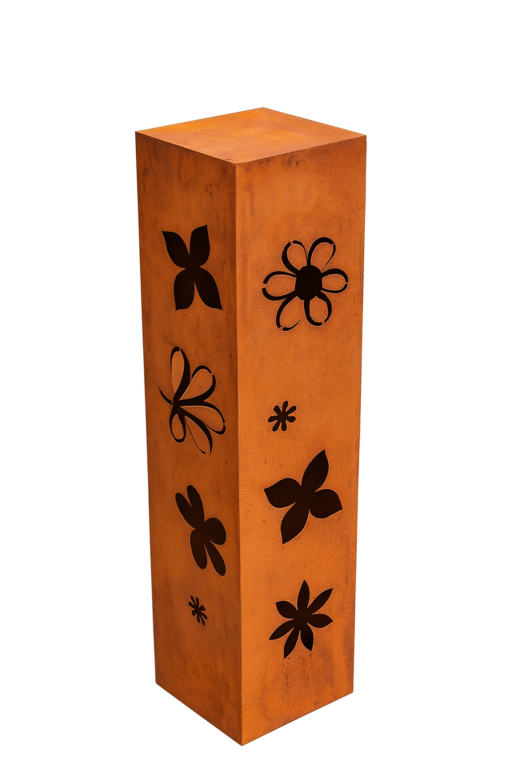 Edelrost Säule Blumen 3D