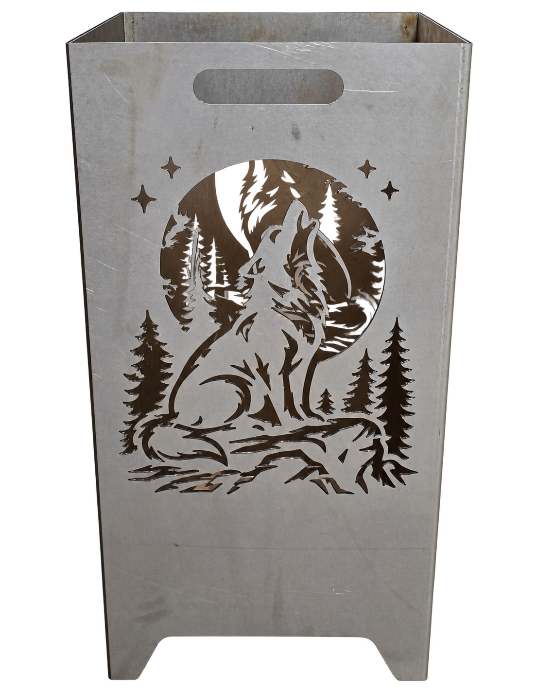 Feuerkorb Wolf & Hirsch - Berglandschaft 75cm mit Griffmulden