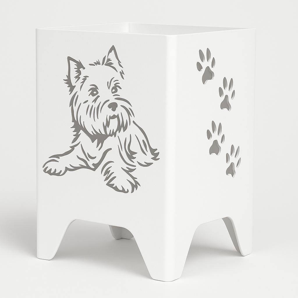 Windlicht West Highland Terrier weiß 15cm