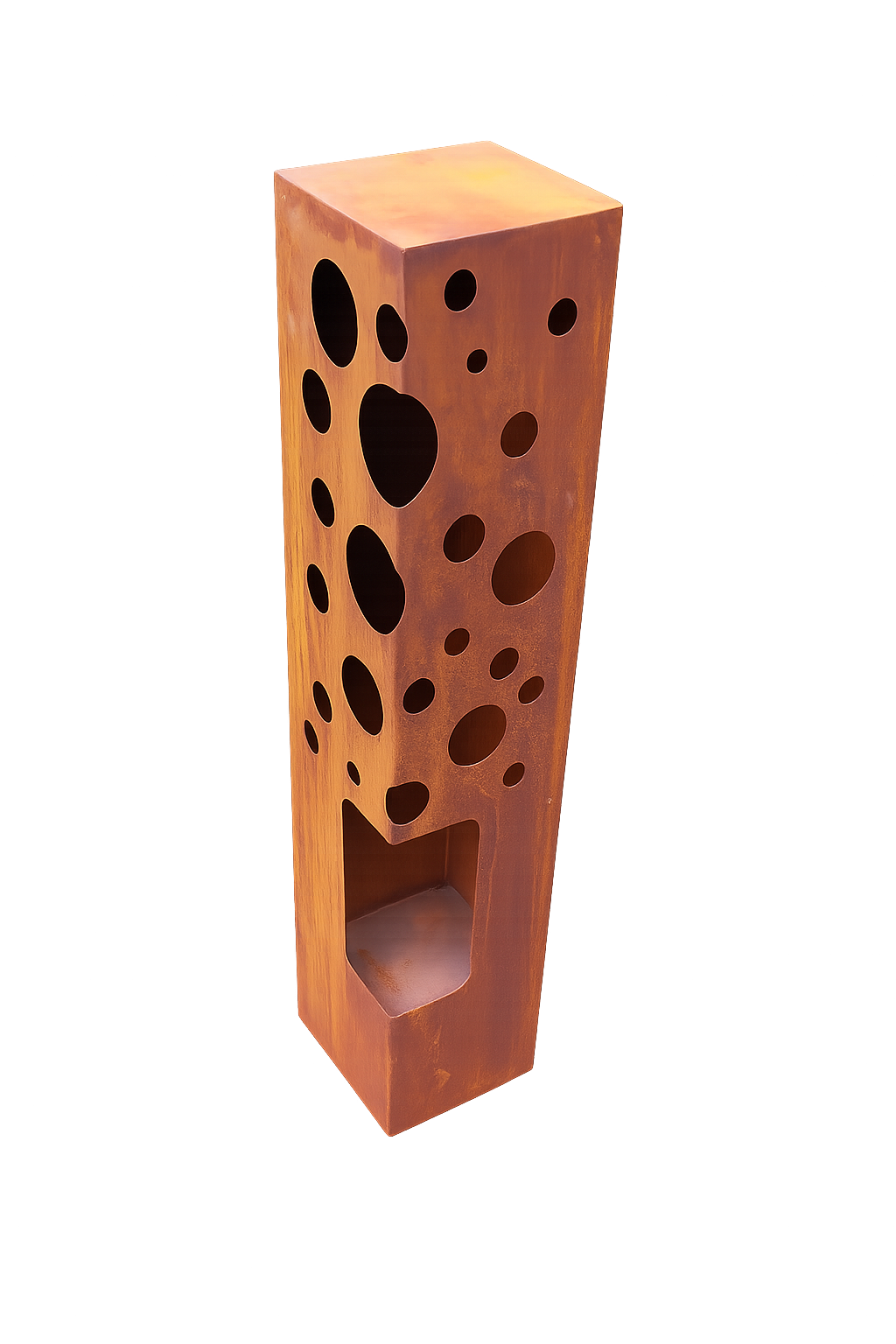 Edelrost Säule Bubble mit Ablageboden 100cm