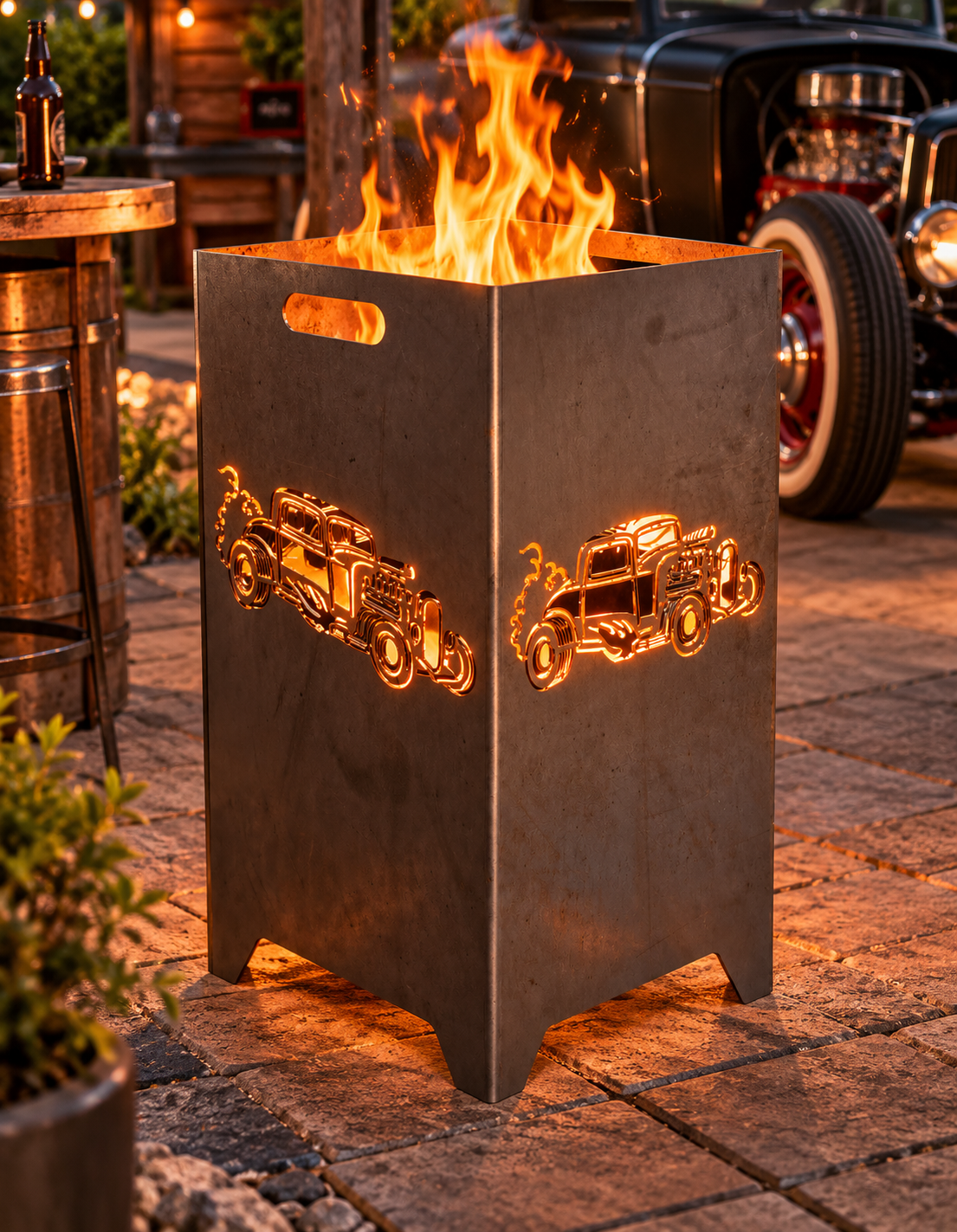 Feuerkorb „Hot Rod“ – Oldtimer & US-Car 75cm mit Griffmulden