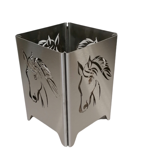 TF-Pferdekopf_VA_3 Edelstahl MIni Feuerkorb Pferdekopf