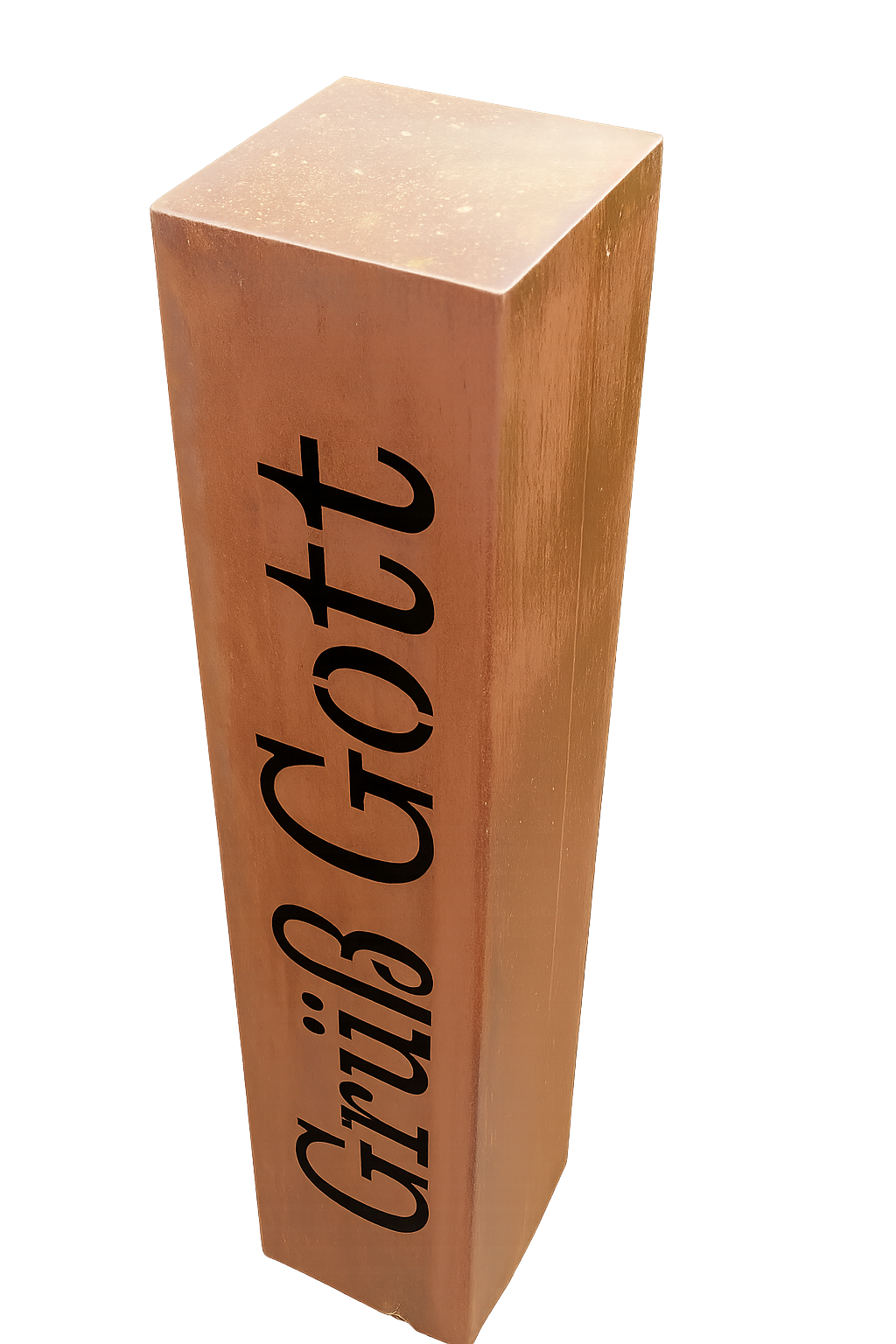 Edelrost Säule Grüß Gott senkrecht