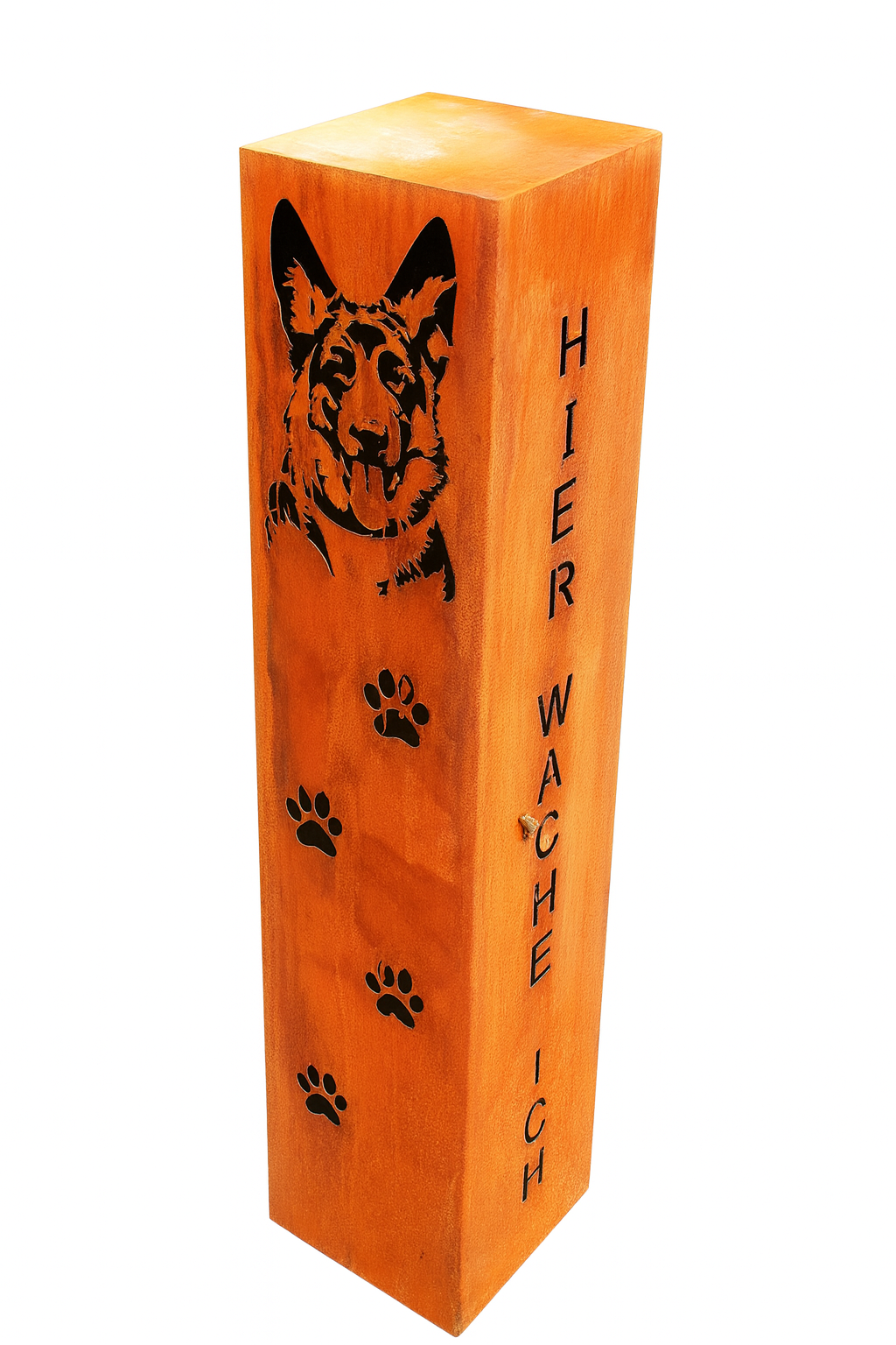 Edelrost Säule Hund Schäferhund...Hier wache ich