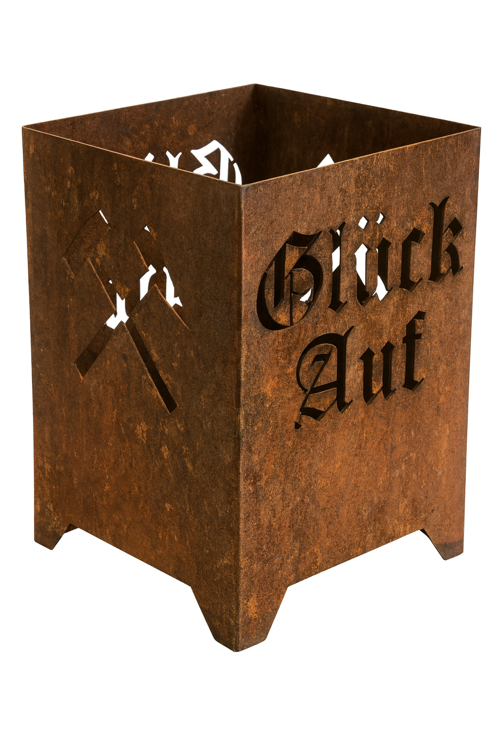 Mini - Feuerkorb Glück Auf - Hammer inkl. Partylicht