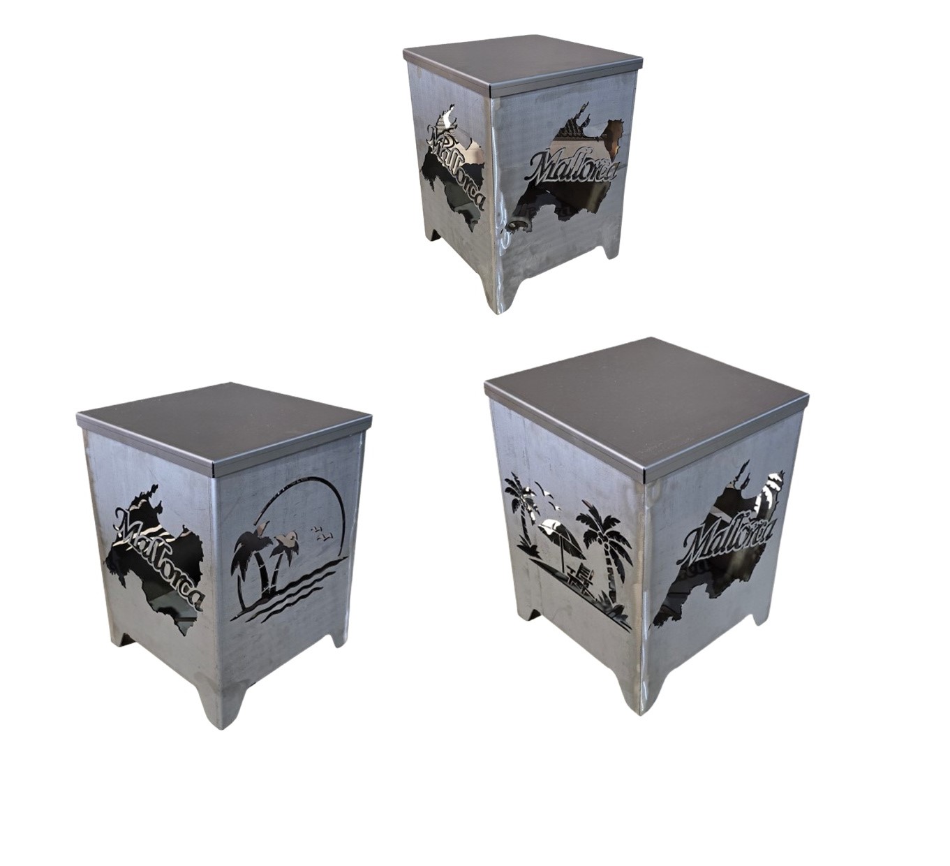 Feuerkorb MALLORCA Insel Strand Palmen 50cm Stahl Design geschweißt Feuertonne Feuerkorb MALLORCA Insel Strand Palmen 50cm Stahl Design geschweißt Feuertonne