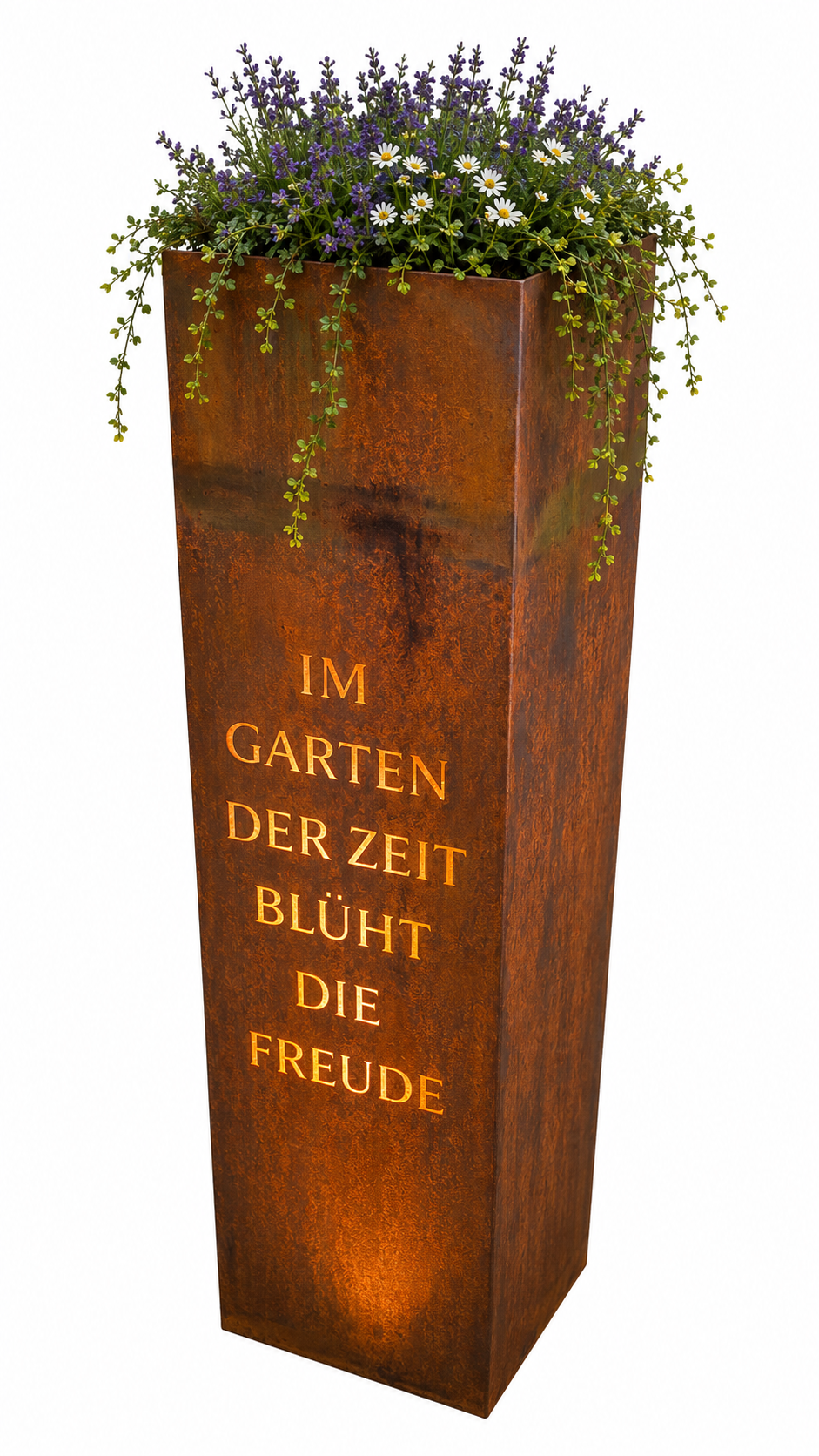 Edelrost Säule Im Garten der Zeit blüht die Freude inkl. Zwischenboden 100cm