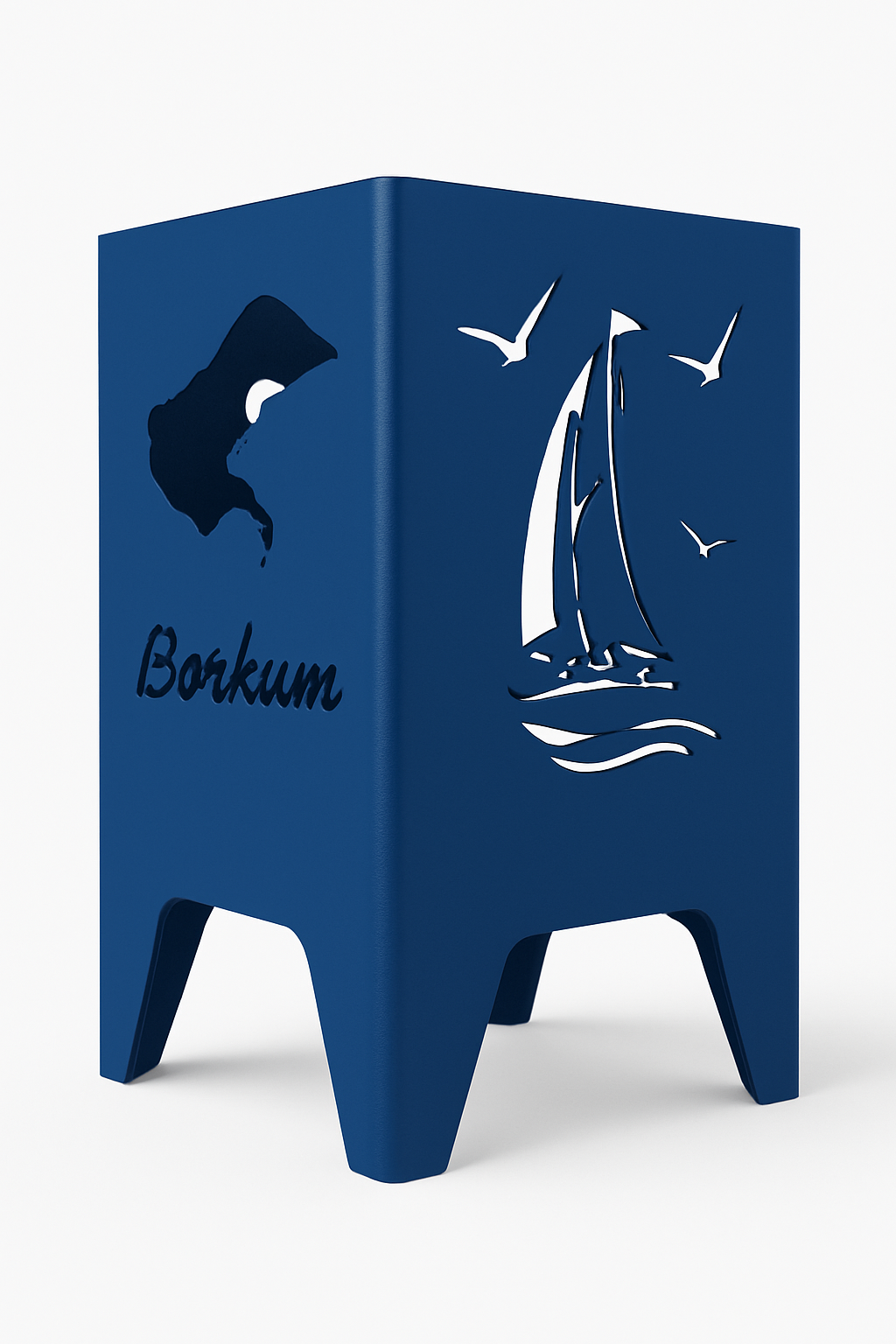 Windlicht Insel Borkum & Segelboot 15cm