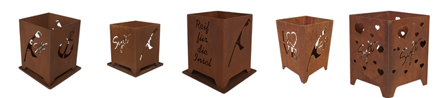 Mini - Feuerkorb Sylt mit Inselmotiv inkl. Partylicht