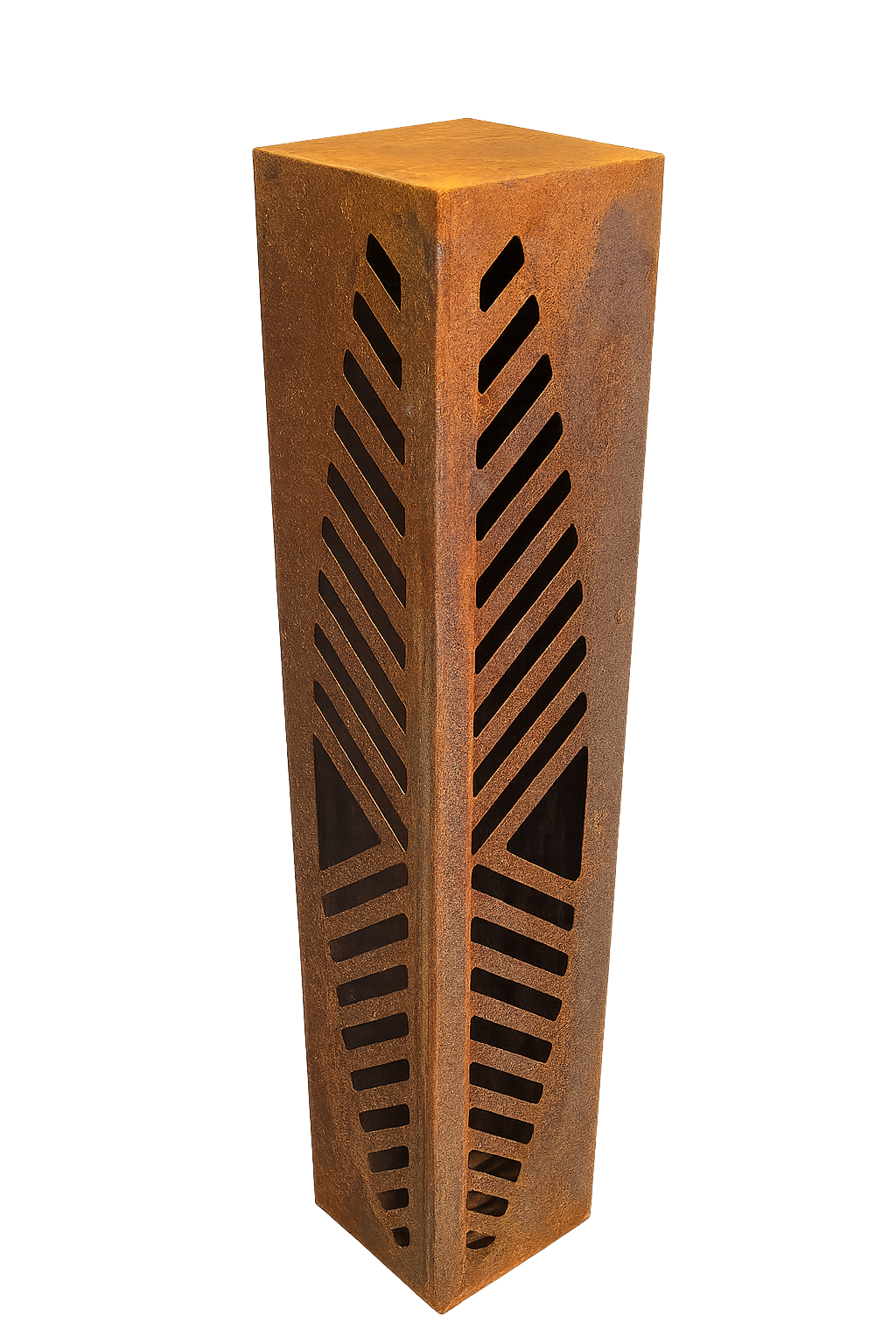 Edelrost Säule mit Schlitze Streifen Dreiecke